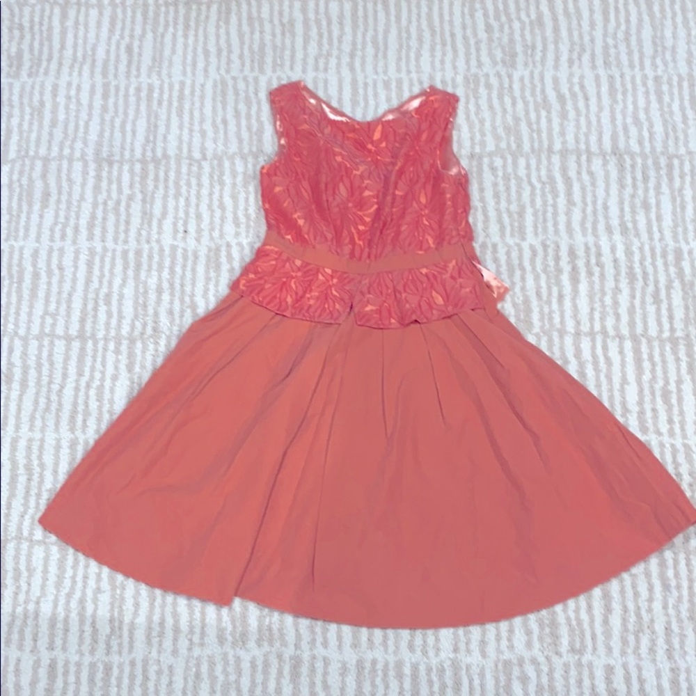 Aimer adjustable strap back pink lace top dress